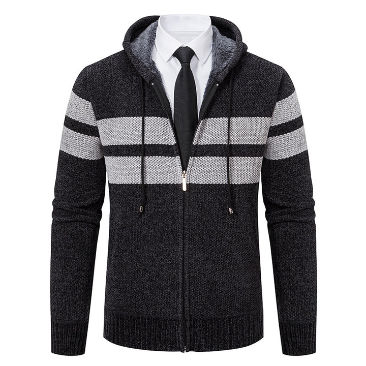 Hooded sweatshirt for men with modern zipper and practical fleece lining Lune London