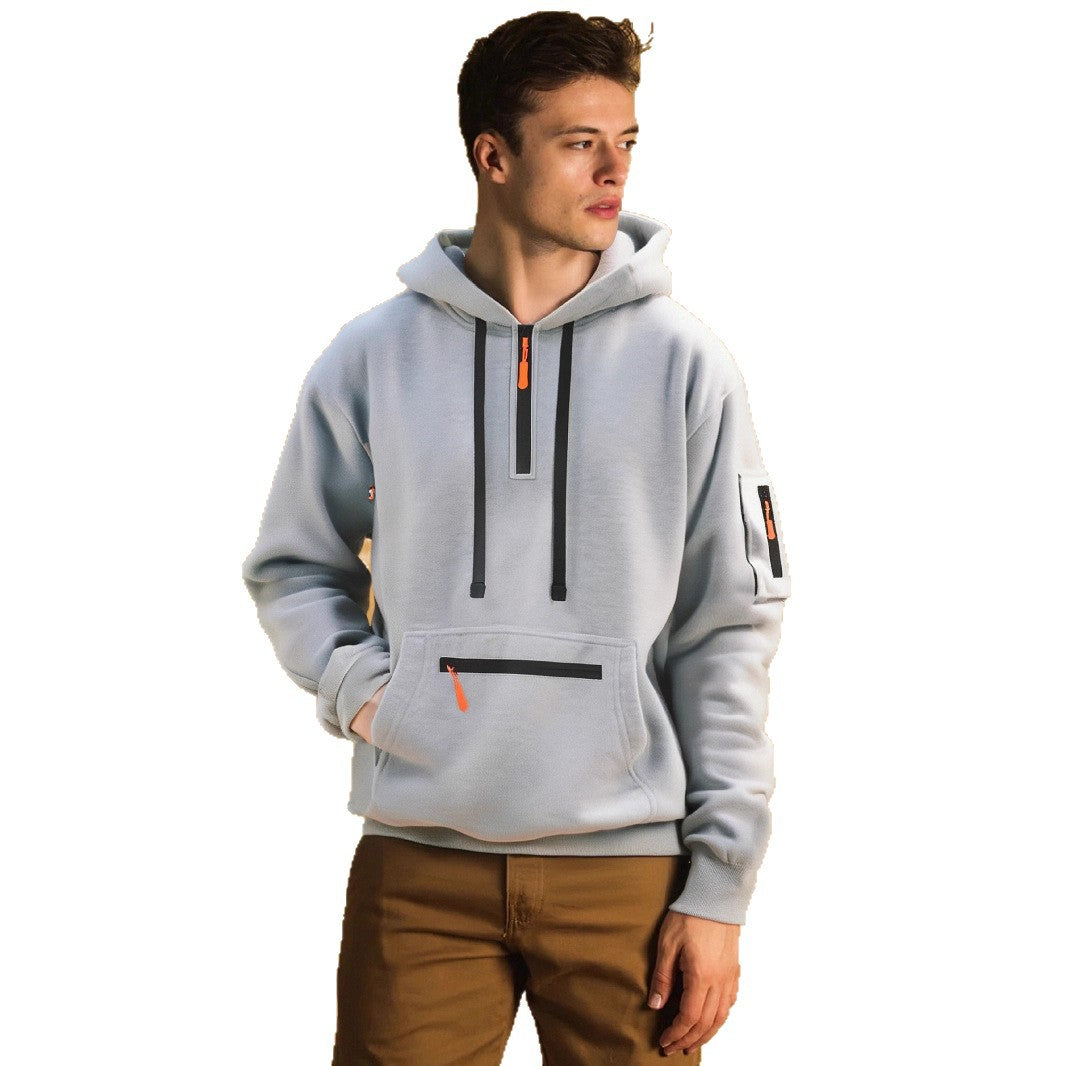 Trendy men's hoodie with innovative zipper elements Lune London