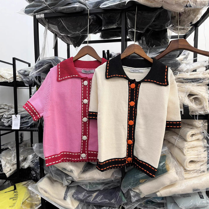 Short-sleeve sweater for ladies with contrasting details Lune London
