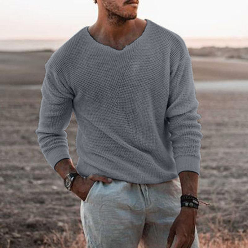 Men's sweater with V-neck and textured design Chic and Style