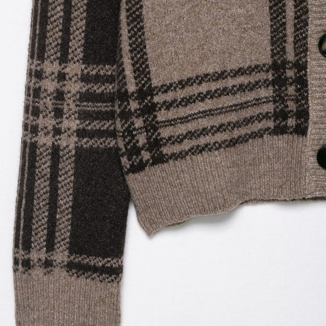 Ladies cardigan with checked pattern Lune London