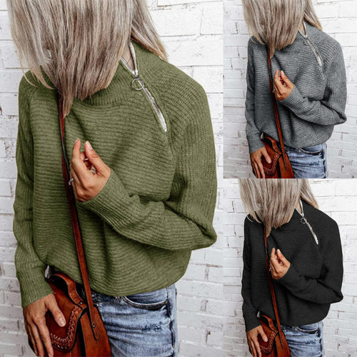 Trendy oversized women's sweater with stylish high collar and raglan sleeves Lune London