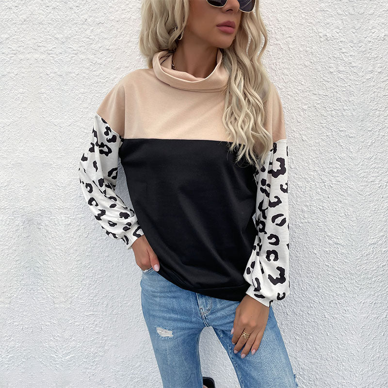 Sweat-shirt féminin à la mode avec imprimé animal et col montant Chic & Stil
