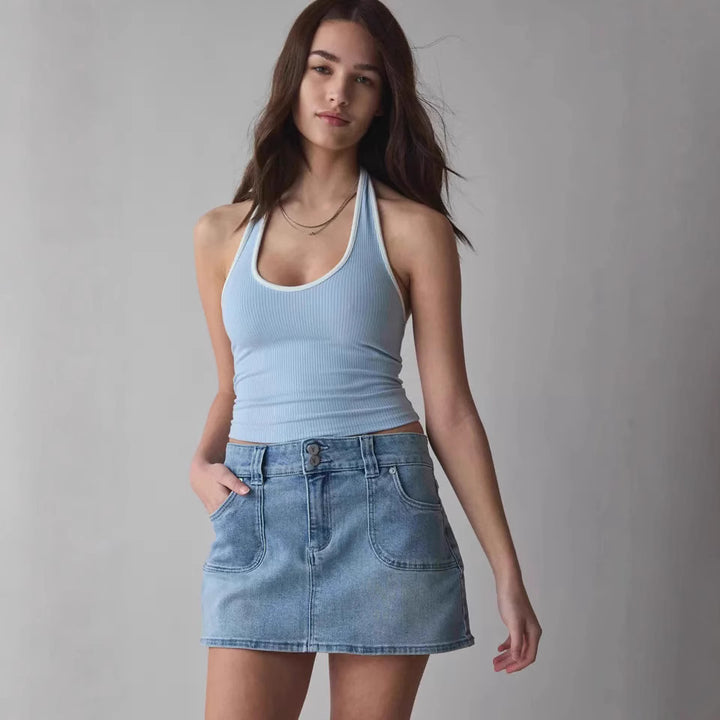 Women Denim Mini Skirt with High-Quality Pockets and Modern Cut Lune London