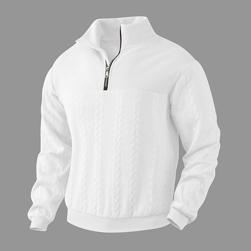 Wool sweater for men with a modern high collar and a practical zipper Lune London
