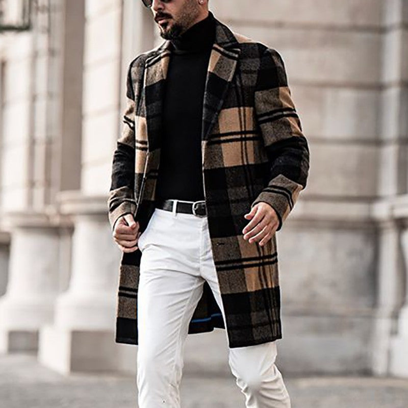 Classic checked coat for men in high-quality wool blend Lune London