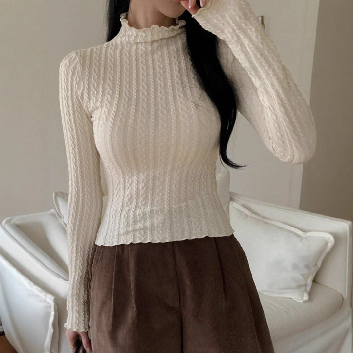 Ladies long-sleeve top with textured design Lune London