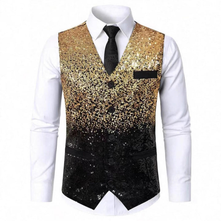 Men's Sparkling Party Vest with Shiny Sequin Pattern Lune London