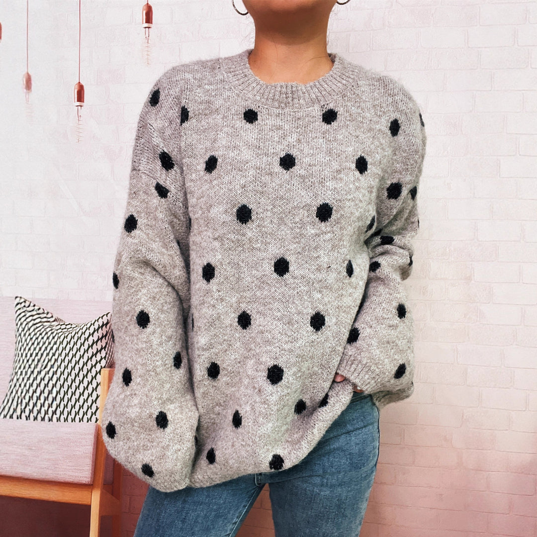 Pull en tricot confortable pour femmes avec design à pois Chic & Stil