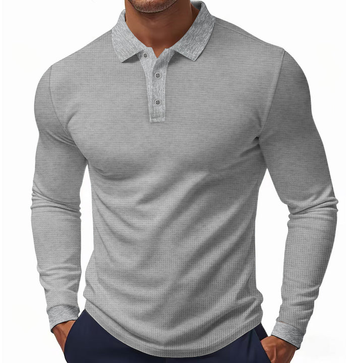 Long sleeve polo for men with textured design Lune London