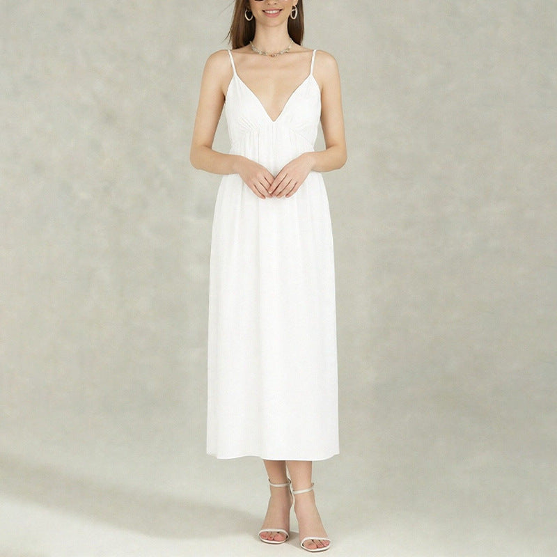 Robe maxi pour femme avec décolleté en V profond et jupe fluide Chic & Stil