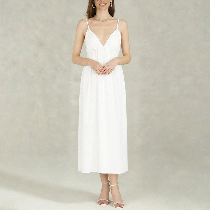 Robe maxi pour femme avec décolleté en V profond et jupe fluide Chic & Stil