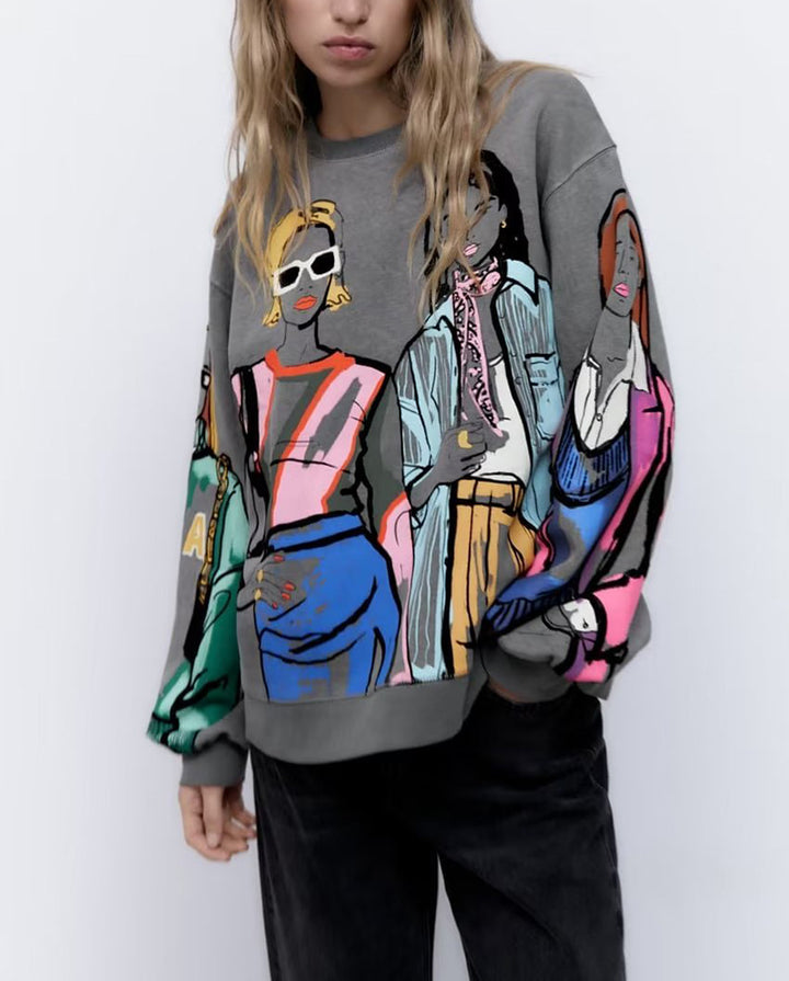 Oversized sweater for women with creative print design and stylish details Lune London
