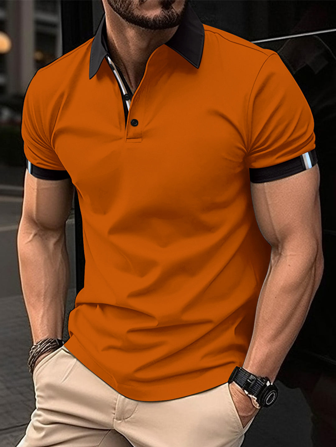 Men's performance polo with contrasting details Lune London