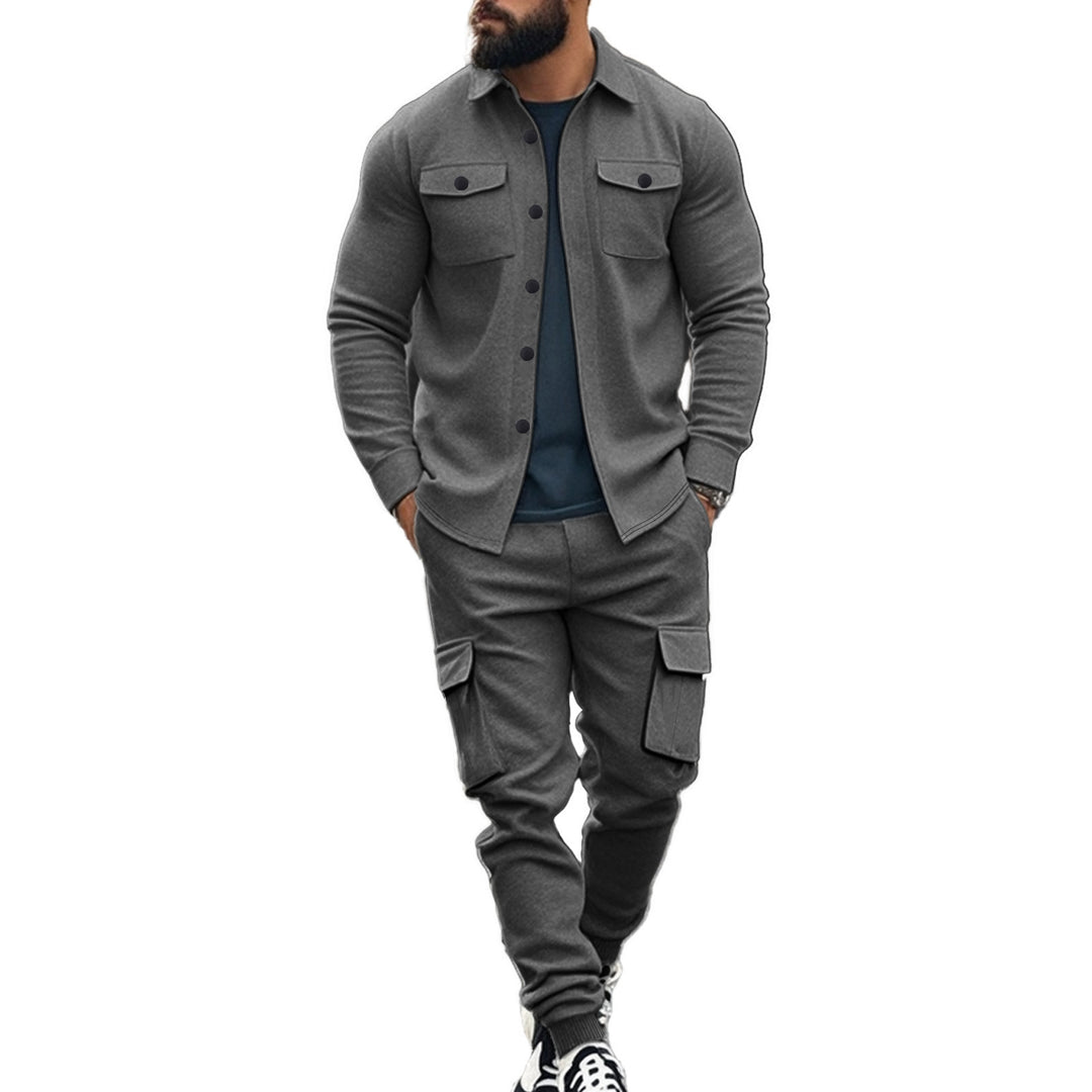 Men's Cargo Set with Casual Shirt and Chic Elastic Pants