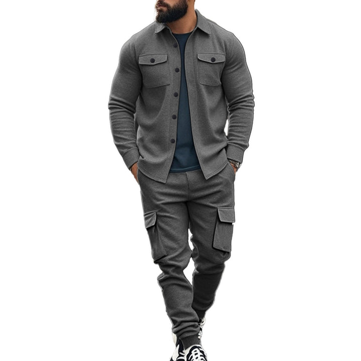 Men's Cargo Set with Casual Shirt and Chic Elastic Pants