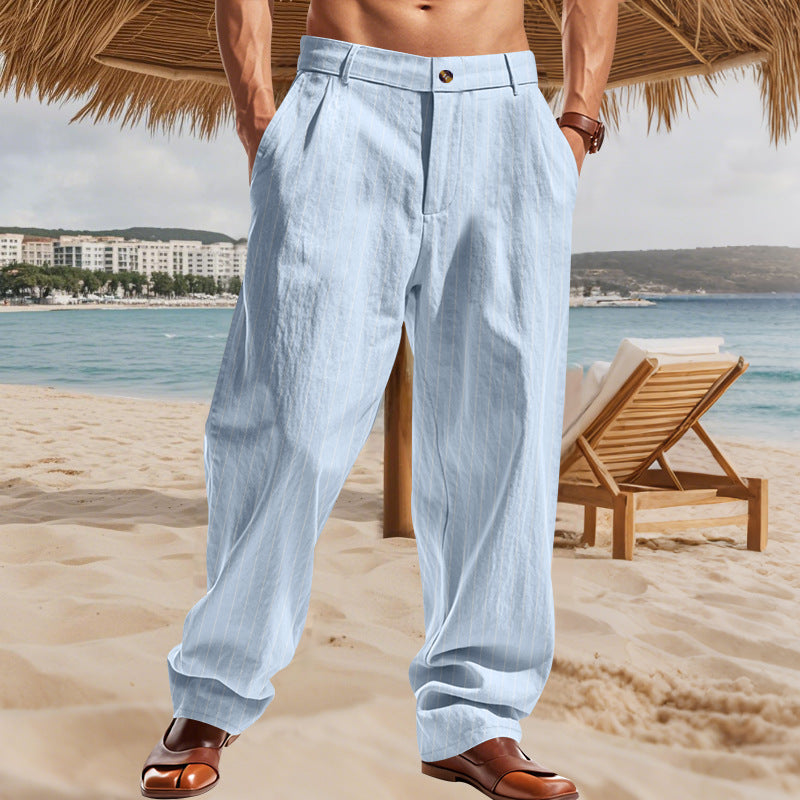 Casual beach pants for men with a comfortable fit and a stylish striped pattern Lune London