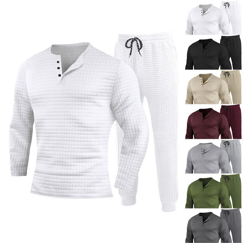 Three-piece set for men with textured long sleeve t-shirt and jogger pants Lune London