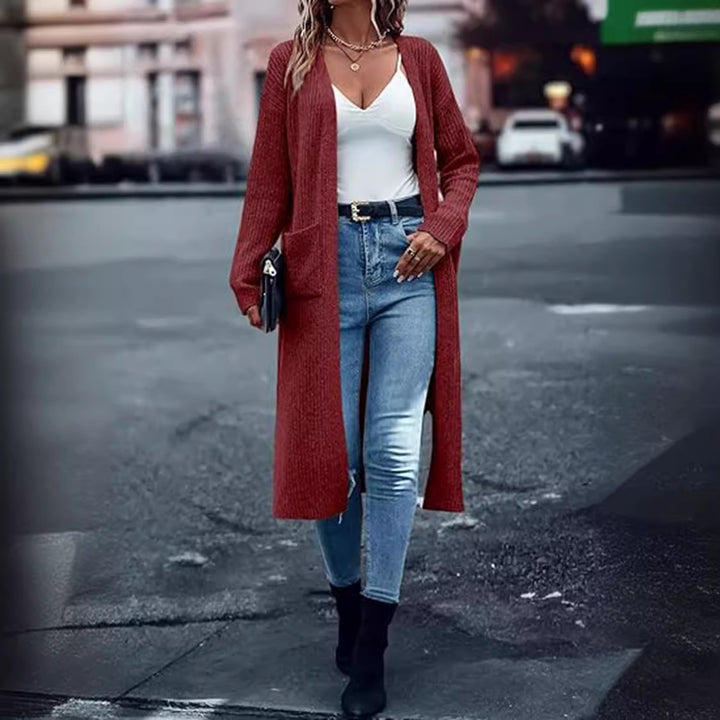 Cardigan chunky tricot pour femmes avec poches ouvertes et coupe décontractée Chic & Stil