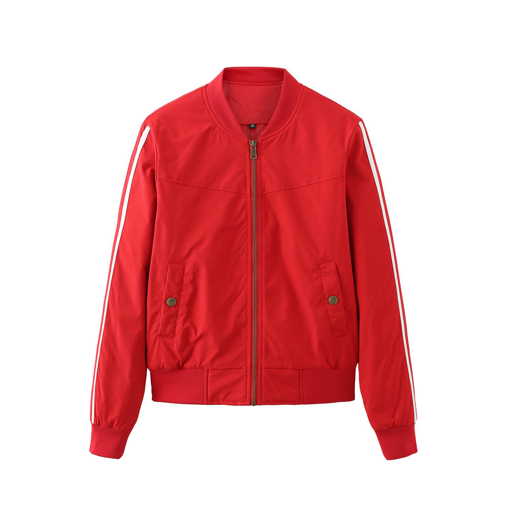 Sport bomber jacket for women with trendy side inserts and elastic edges Lune London