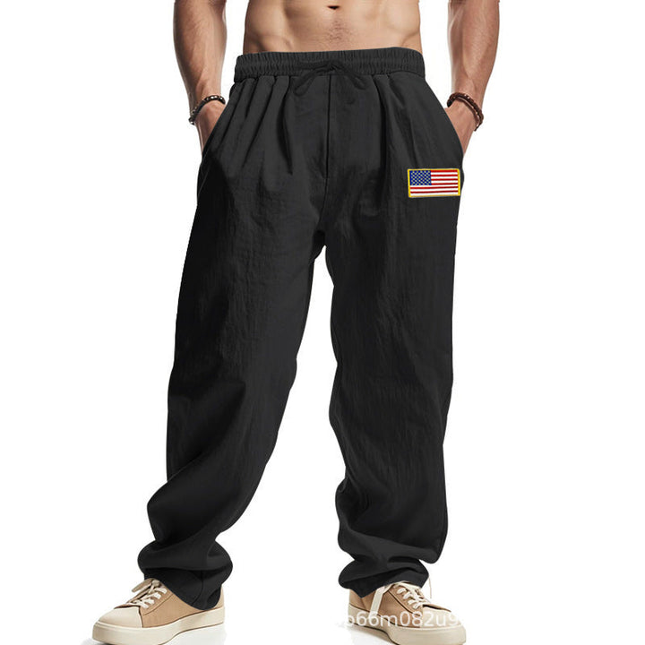 Men's Comfortable Leisure Pants with Elastic Waistband and Usa Flag Application Lune London