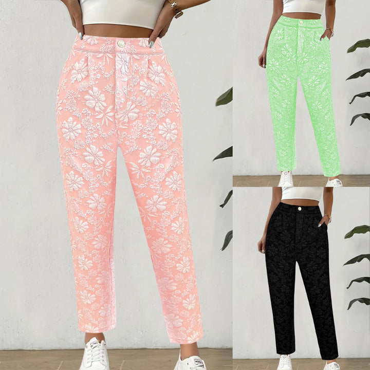 Ladies Floral Print Relaxed Fit Chic Style Pants