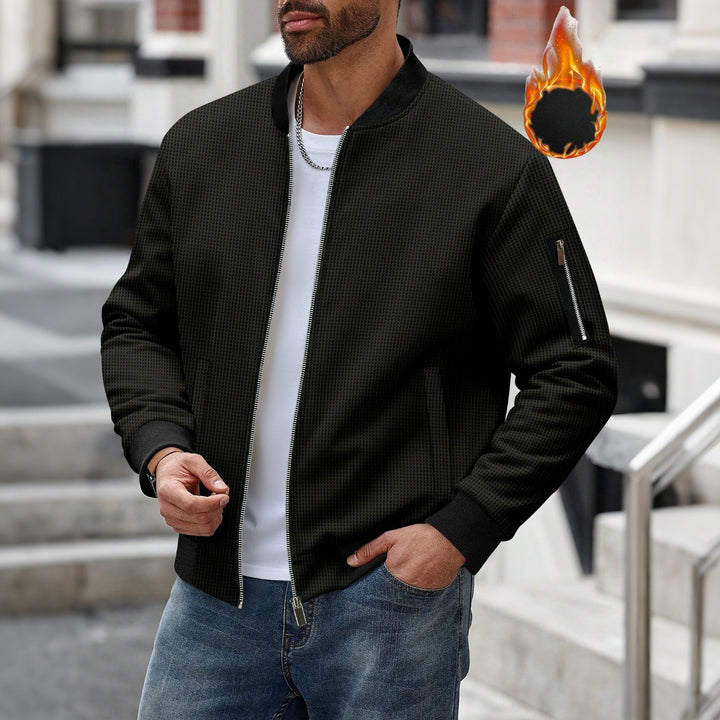 Sporty bomber jacket for men in textured material with practical side pockets Lune London
