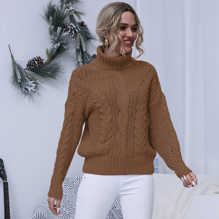 Ladies comfortable turtleneck sweater with high-quality twisted pattern Lune London