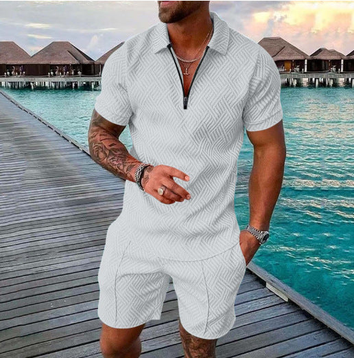 Trendy short jumpsuit for men with a textured design Lune London