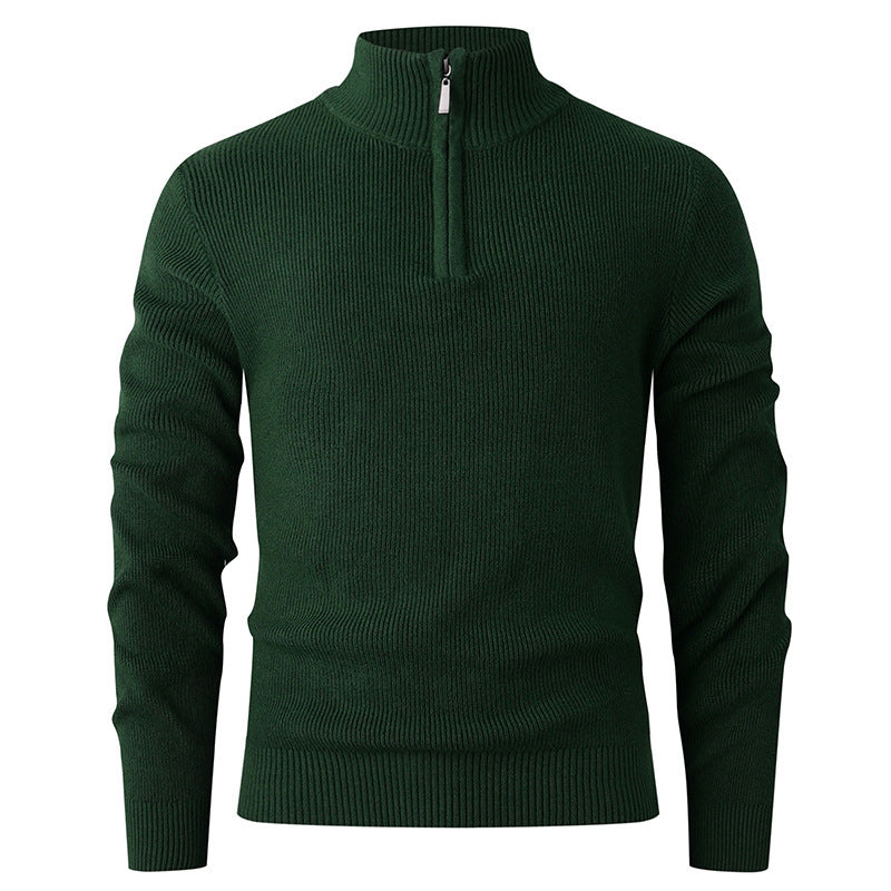 Knit sweater for men with half-zip closure and ribbed structure Lune London
