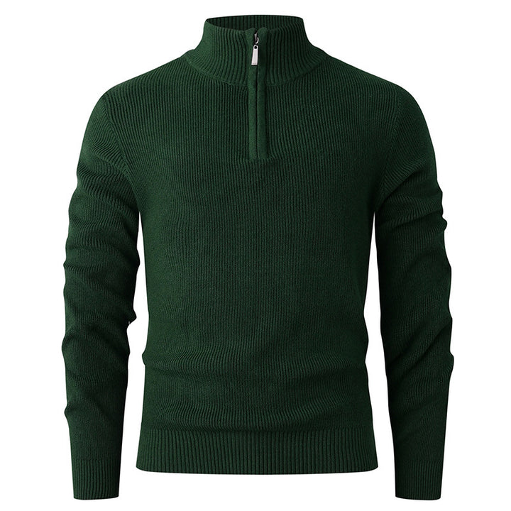 Knit sweater for men with half-zip closure and ribbed structure Lune London