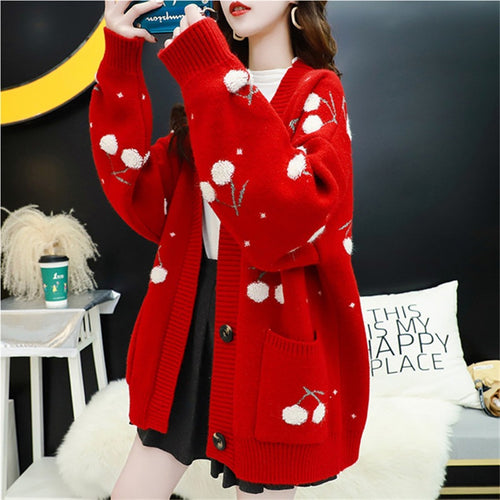 Lune London Ladies' Knit Jacket with Floral Pattern
