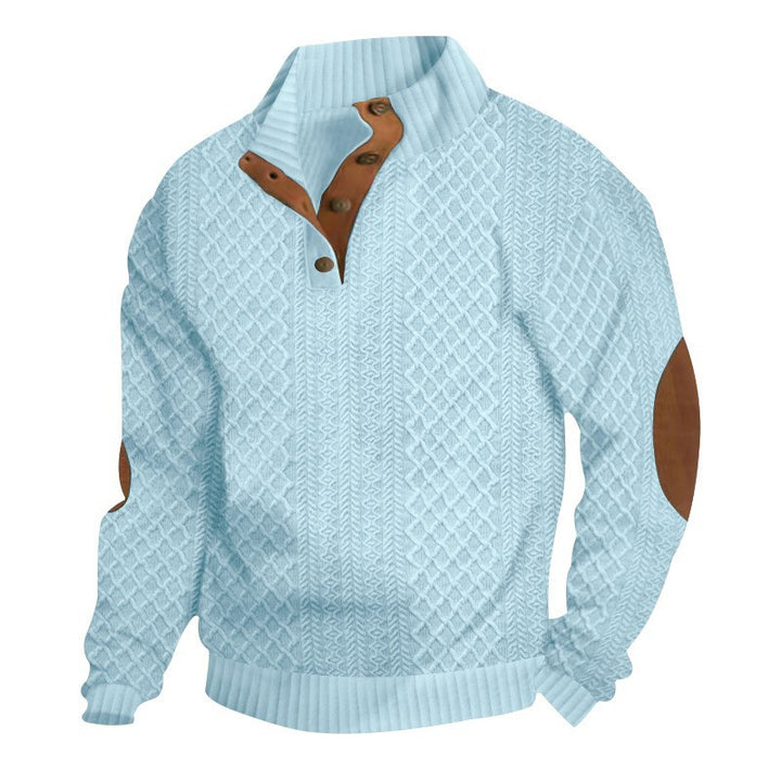 Knit sweater for men with high collar and stylish buttoned cuffs Lune London