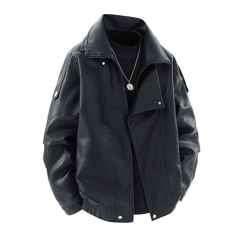 Asymmetrical zip faux leather jacket for women Lune London