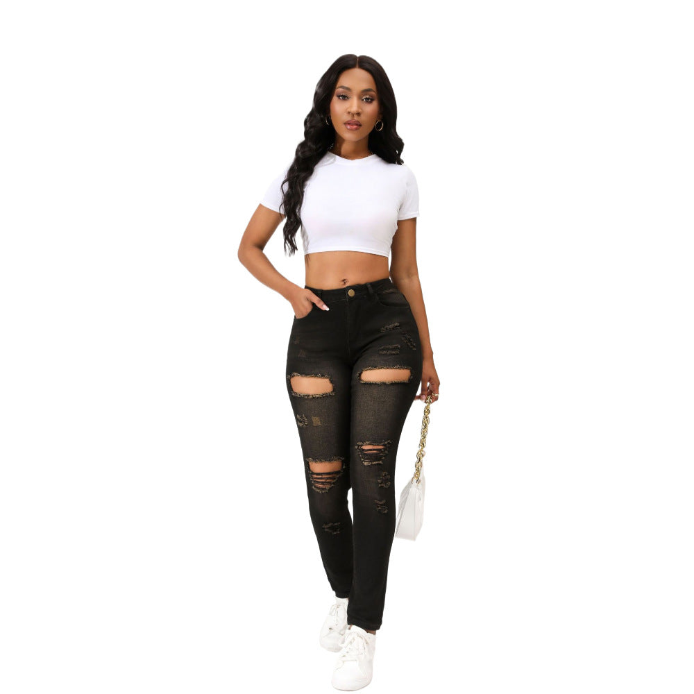 Skinny jeans for women with stylish distressed details Lune London