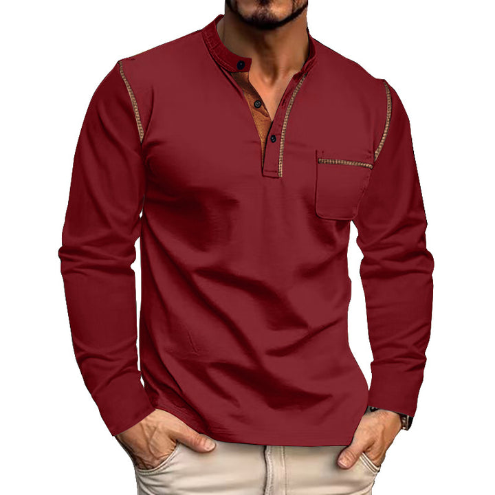Men's long sleeve shirt with a casual stand-up collar and contrasting accents Lune London