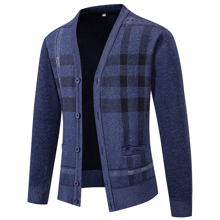 Men's knit jacket with an elegant checkered pattern from Lune London