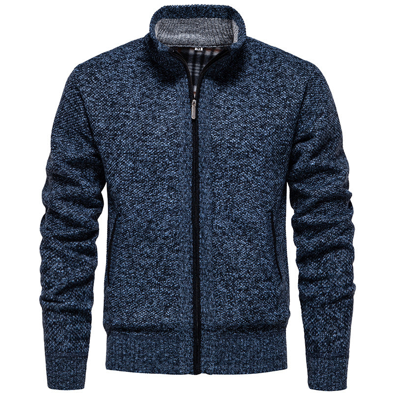 Stylish knitted jacket for men with high collar and practical pockets Lune London