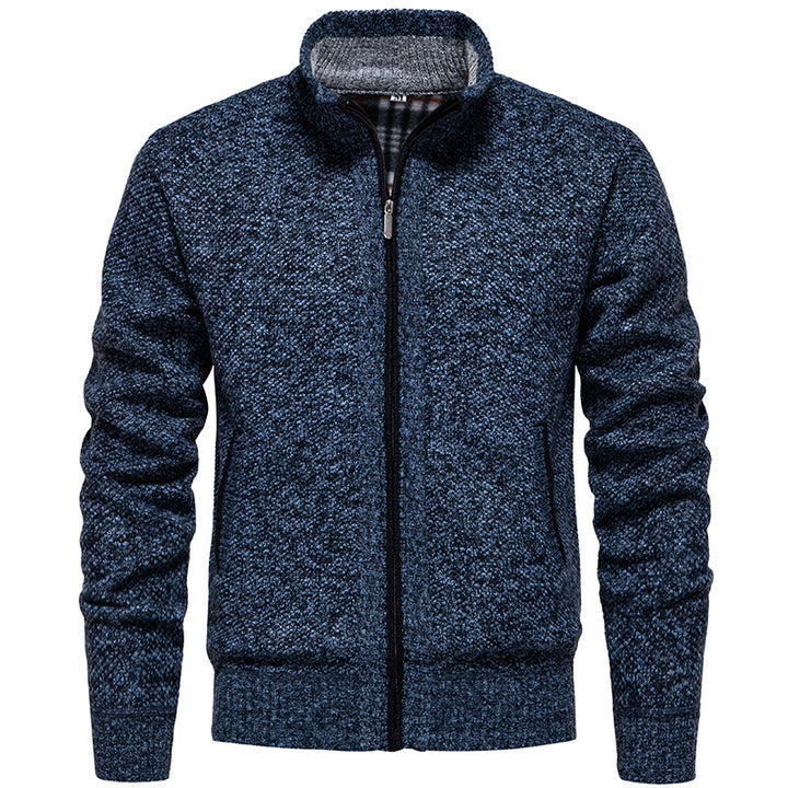 Stylish knitted jacket for men with high collar and practical pockets Lune London