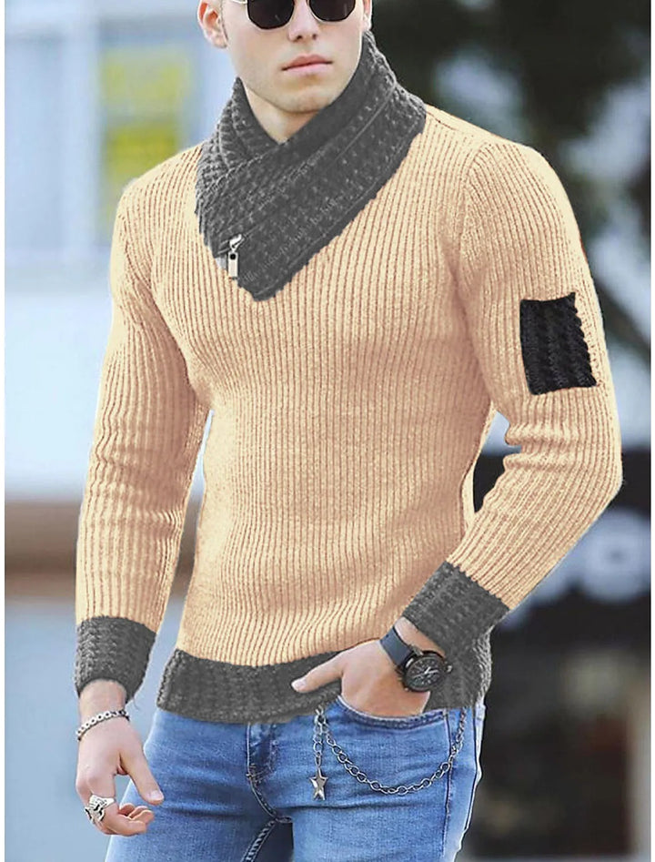 Knitted sweater for men with high collar and textured design Lune London