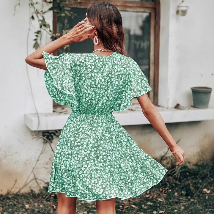 Ladies Twirl Dress with Flowing Floral Sleeves Lune London