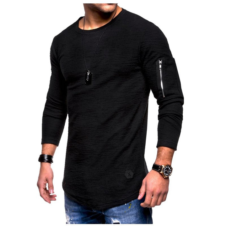 Men's long sleeve shirt with a modern textured pattern and a practical arm pocket Lune London