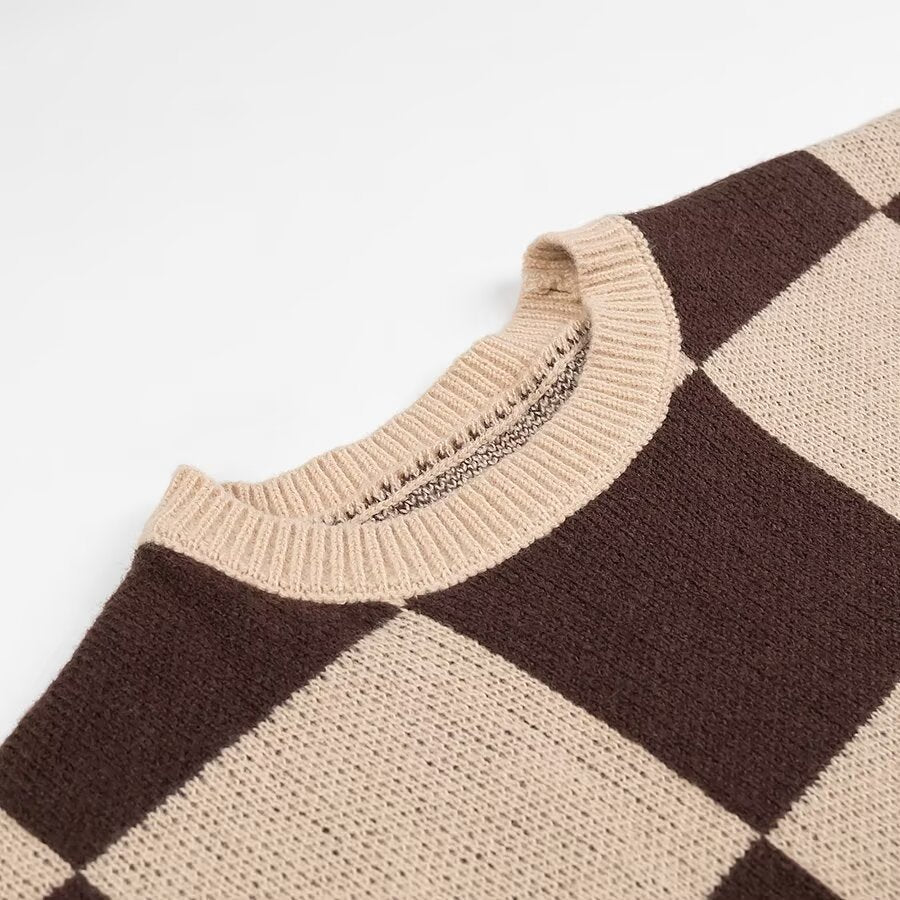 Pull en maille à motifs pour femmes avec une coupe oversize et un col rond confortable Chic & Stil
