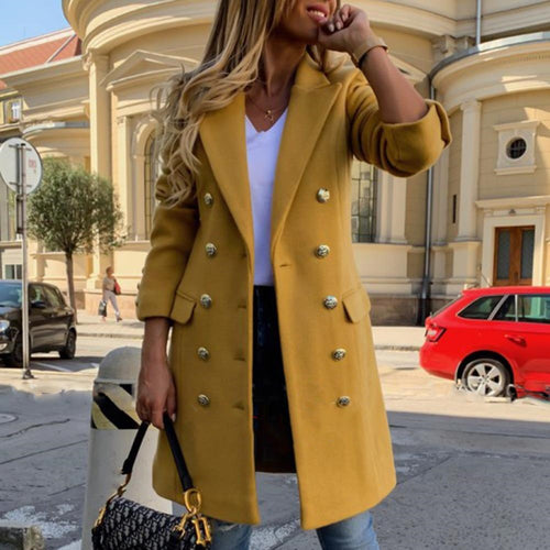 Double-breasted coat for women with classic accents Lune London