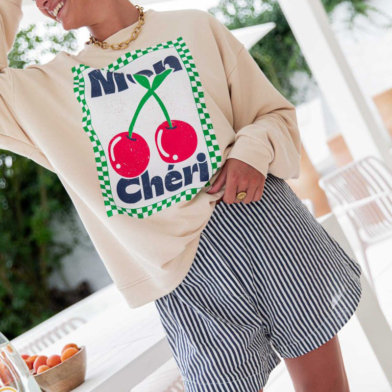 Women’s sweatshirt with creative fruit pattern and relaxed fit Lune London