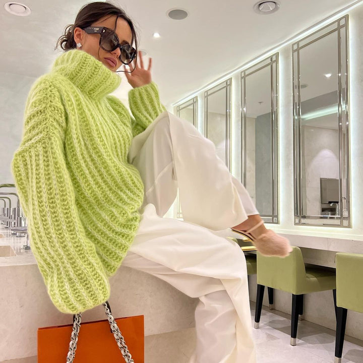Chunky knitted sweater for women with high collar Lune London