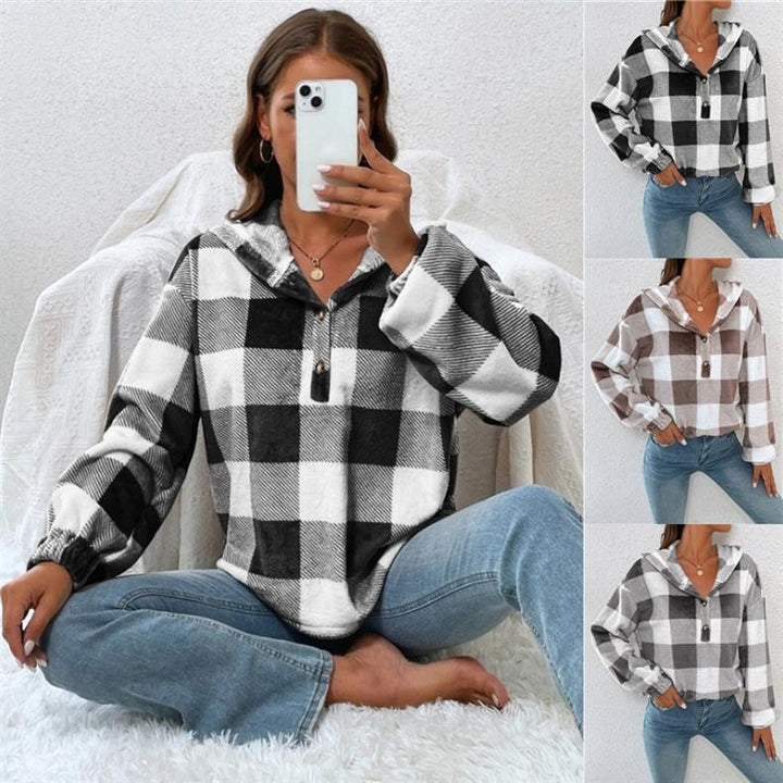 Ladies Chic and Stylish Checkered Hoodie