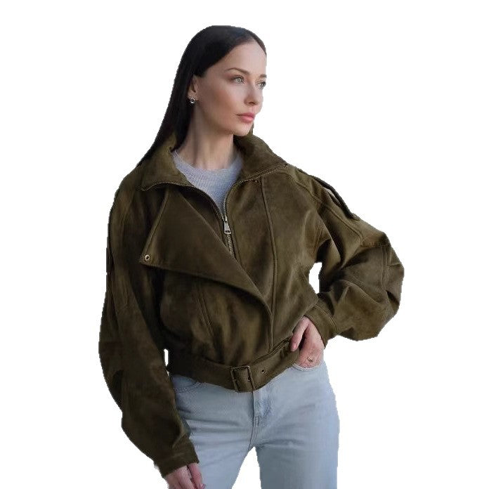 Suede jacket for women with a loose fit and fitted design Lune London