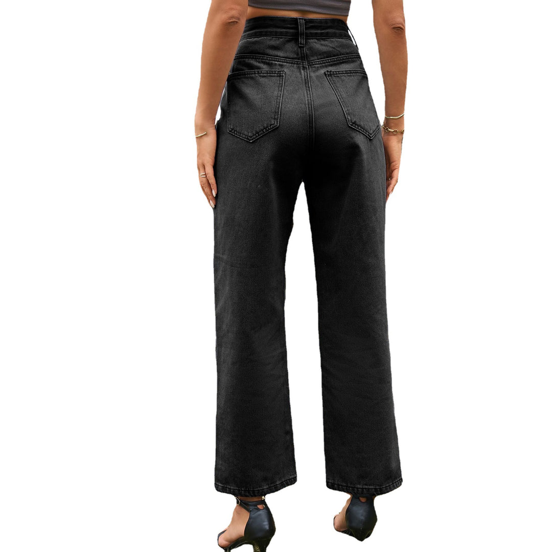 High-waisted jeans for women with straight leg and side pockets Lune London