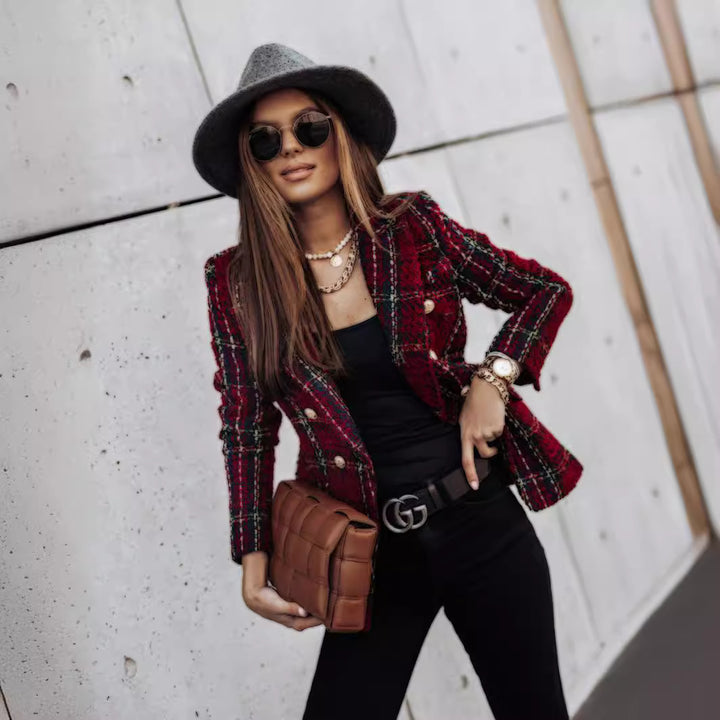 Elegant checked blazer jacket for women Lune London